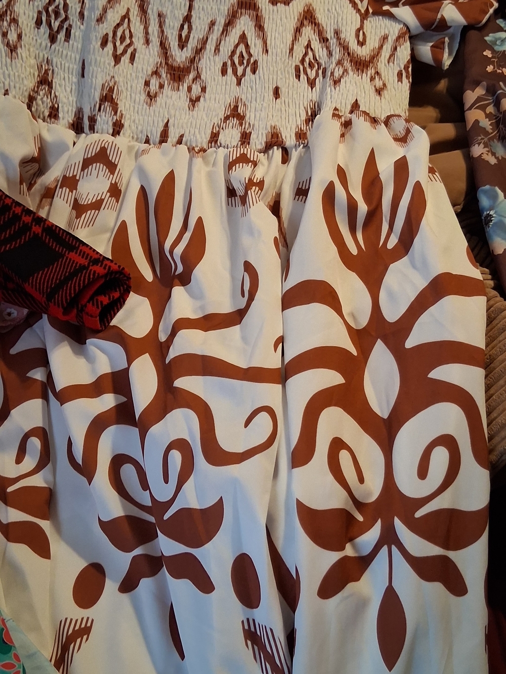White Maxi Dress with Brown Bold Floral Print.4x..fits 3x Too.